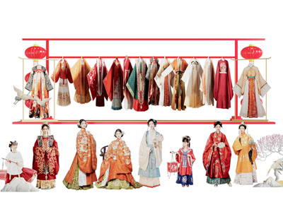 新中式戏服汉服 古装女人 孩子 人物