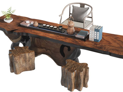 新中式原木茶桌椅组合