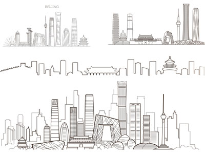 现代建筑剪影 剪纸 墙贴 墙饰