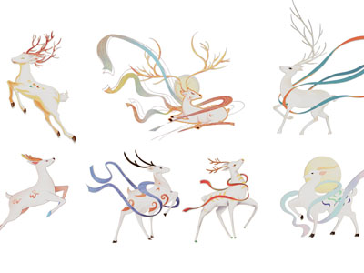 现代麋鹿剪影 墙贴 墙饰