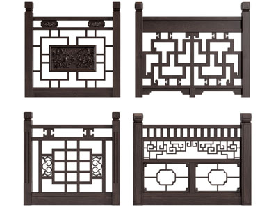 新中式实木栏杆 围栏 护栏3d模型 新中式实木栏杆 围栏 护栏