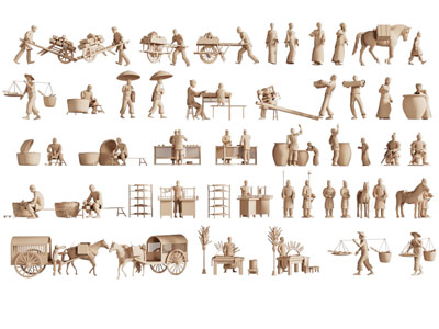 新中式劳动人民雕塑雕刻3d模型 新中式劳动人民雕塑雕刻