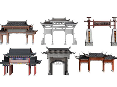 中式牌坊 古建筑 大门3d模型 中式牌坊 古建筑 大门