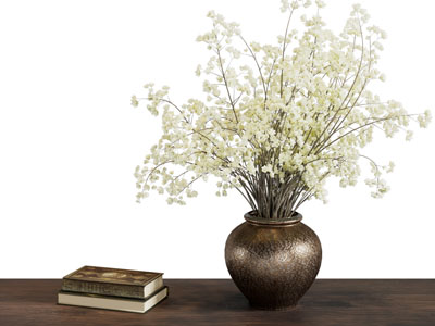现代陶艺花瓶花卉 书本摆件组合