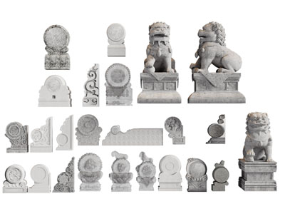 新中式狮子雕塑雕刻 石鼓3d模型 新中式狮子雕塑雕刻 石鼓