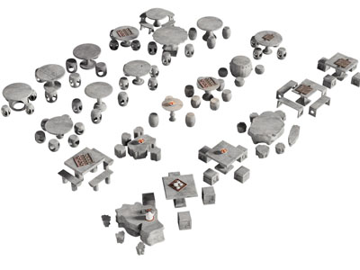 新中式石头茶桌椅组合