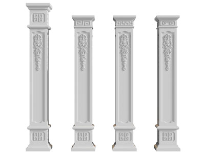 新中式方形柱子3d模型 新中式方形柱子