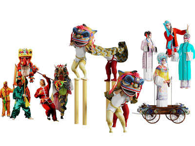 新中式舞狮子 戏剧角色人物 传统文化民俗表演