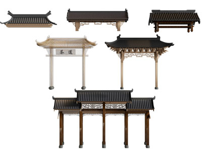 新中式屋檐 仿古建筑 牌坊