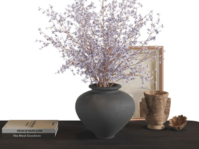 侘寂风陶艺花瓶花卉 摆件组合