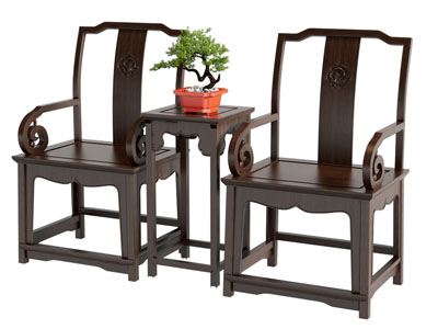 新中式实木扶手椅子 边几