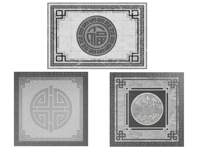 新中式铺石路 地面拼花 雕花地砖3d模型 新中式铺石路 地面拼花 雕花地砖