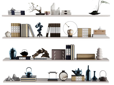 新中式书本 茶壶 饰品摆件组合