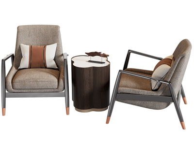 新中式休闲椅子 边几