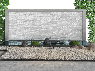 新中式庭院景墙 水池 石子景观园艺小品