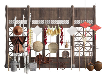新中式农具展厅展览 墙饰挂件