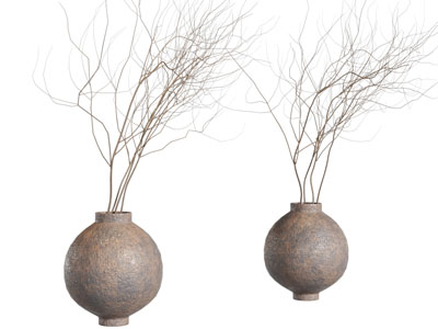 侘寂风陶艺花瓶花卉