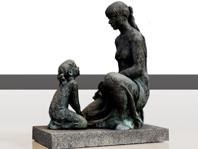 现代母女雕塑雕刻 摆件组合3d模型 现代母女雕塑雕刻 摆件组合