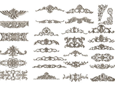 欧式雕花装饰构件3d模型 欧式雕花装饰构件