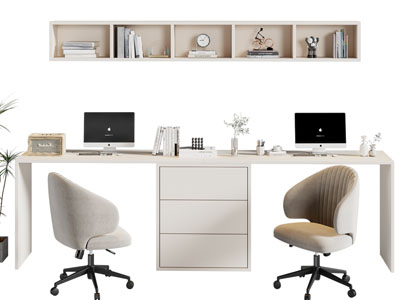 现代双人位办公桌椅组合