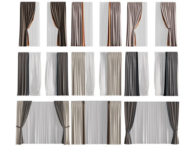 现代窗帘窗纱3d模型 现代窗帘窗纱