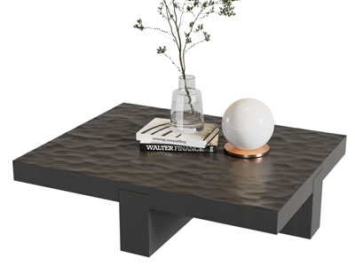 现代长方形茶几 花瓶花卉摆件组合