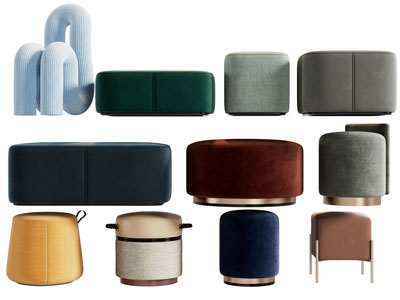 现代轻奢沙发凳子 方形圆形坐墩