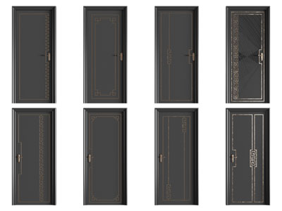 新中式平开门 房门 木门3d模型 新中式平开门 房门 木门