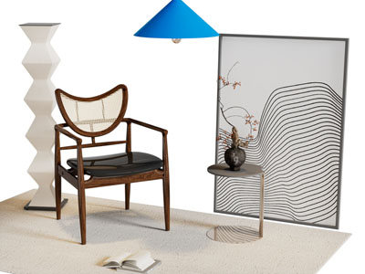 中古风休闲椅子 地画