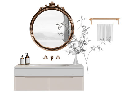 现代洗手台 镜子 浴室柜