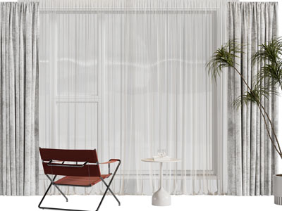 现代窗帘窗纱3d模型 现代窗帘窗纱