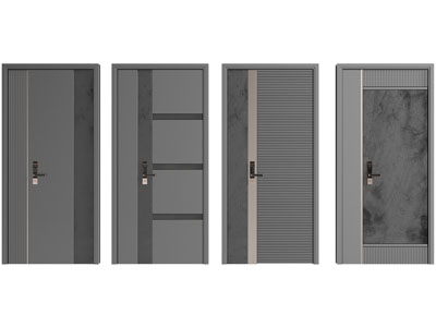 新中式密码锁房门 入户门 防盗门 平开门3d模型 新中式密码锁房门 入户门 防盗门 平开门