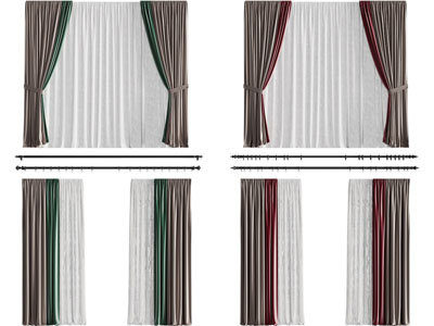 现代布艺窗帘窗纱3d模型 现代布艺窗帘窗纱