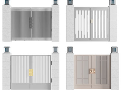 新中式铁艺大门 双开门 庭院门3d模型 新中式铁艺大门 双开门 庭院门