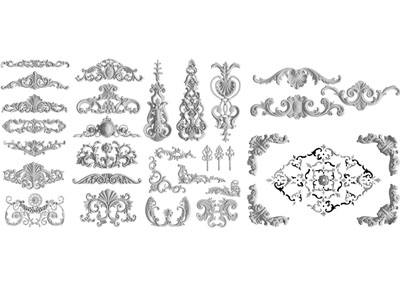 欧式雕花装饰构件3d模型 欧式雕花装饰构件