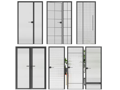 现代玻璃推拉门 平开门 子母门3d模型 现代玻璃推拉门 平开门 子母门