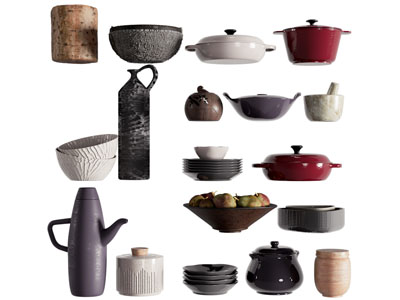现代陶瓷碗碟 锅具 餐具组合