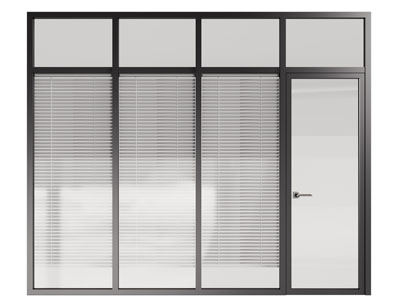现代办公玻璃平开门 百叶窗隔断3d模型 现代办公玻璃平开门 百叶窗隔断