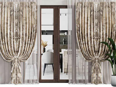 欧式窗帘窗纱3d模型 欧式窗帘窗纱