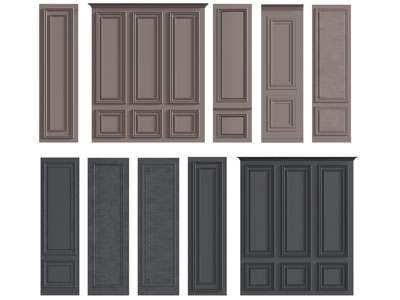 法式实木护墙板 吸音板3d模型 法式实木护墙板 吸音板