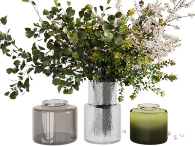 现代玻璃花瓶花卉 香薰摆件组合