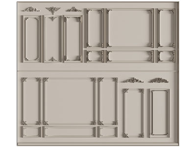 法式石膏线条装饰的护墙板3d模型 法式石膏线条装饰的护墙板