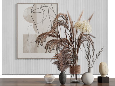 现代花瓶花卉 挂画 摆件组合