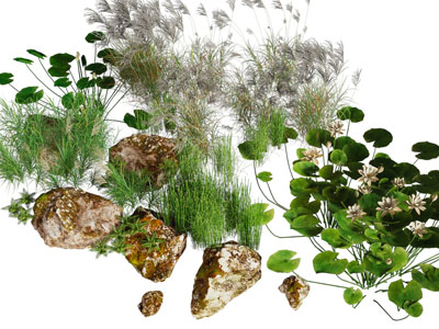 现代睡莲 石头 水池景观园艺小品