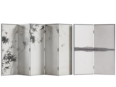 新中式屏风3d模型 新中式屏风