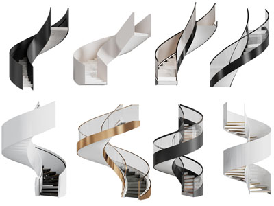 现代旋转楼梯3d模型 现代旋转楼梯