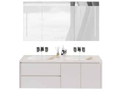 现代双盆洗手台 镜柜 浴室柜