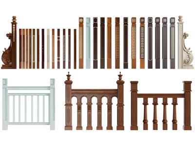 新中式楼梯栏杆 围栏 护栏3d模型 新中式楼梯栏杆 围栏 护栏