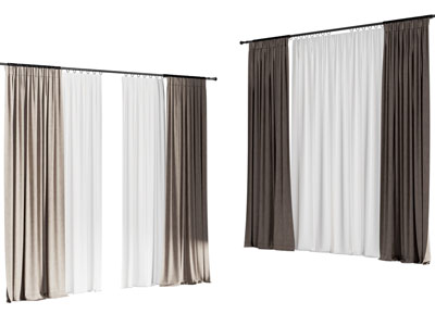 现代布艺窗帘窗纱3d模型 现代布艺窗帘窗纱