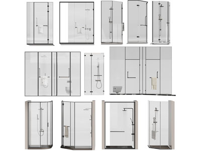 现代玻璃淋浴房3d模型 现代玻璃淋浴房
